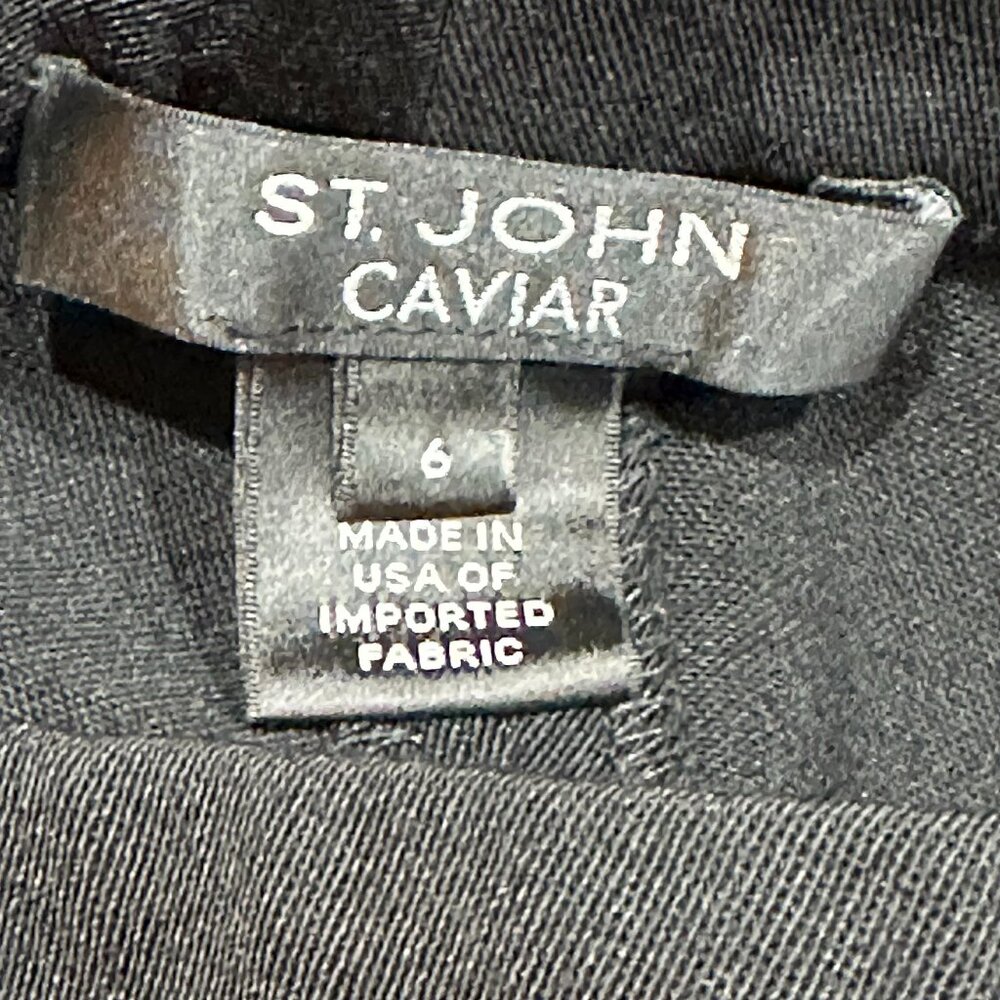 St. John Caviar Black Wide Leg Trousers Size 6‎ Work Office Professional Dressy - Picture 6 of 6